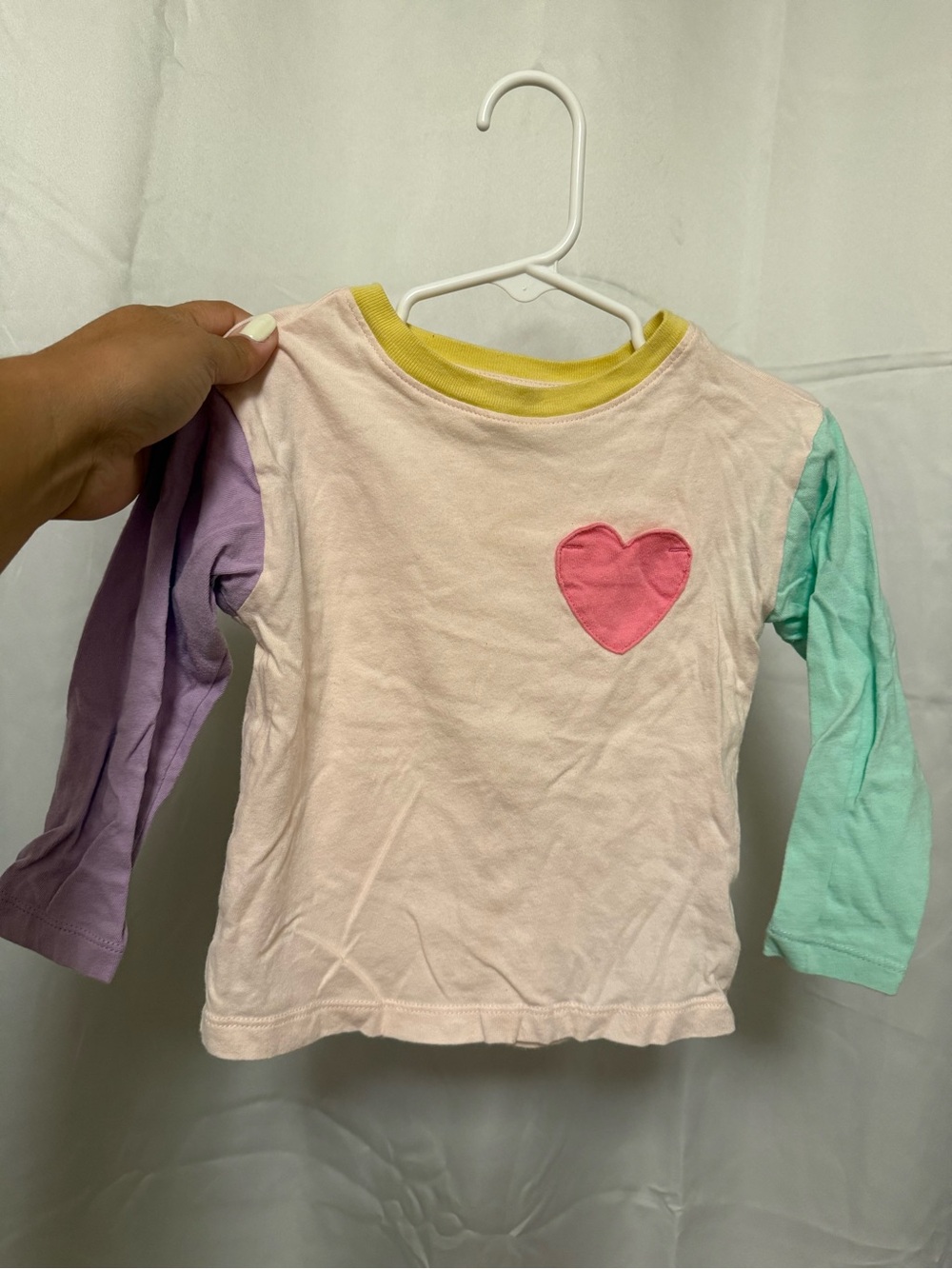 Old Navy Pastel Colorblock Heart Long Sleeve Tee - Pink, Lavender, Mint, Yellow